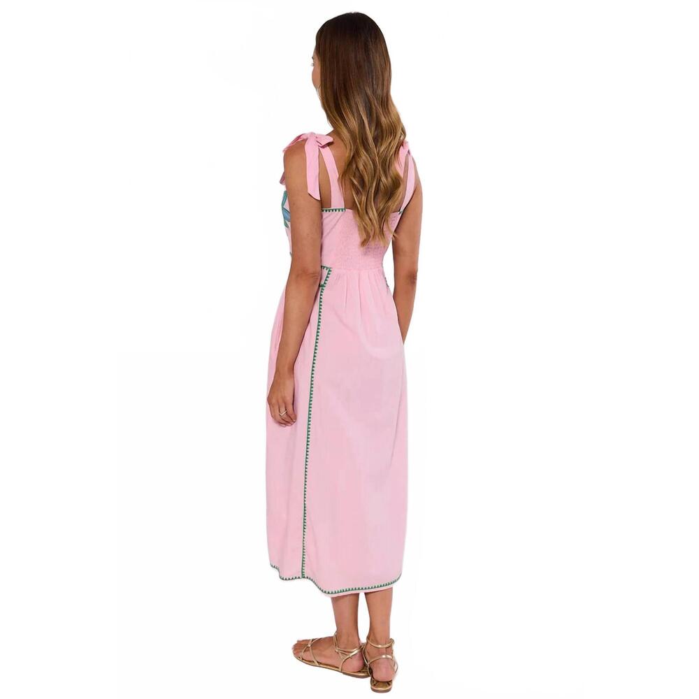 NEW THML embroidered midi dress in pink - Picture 3 of 3